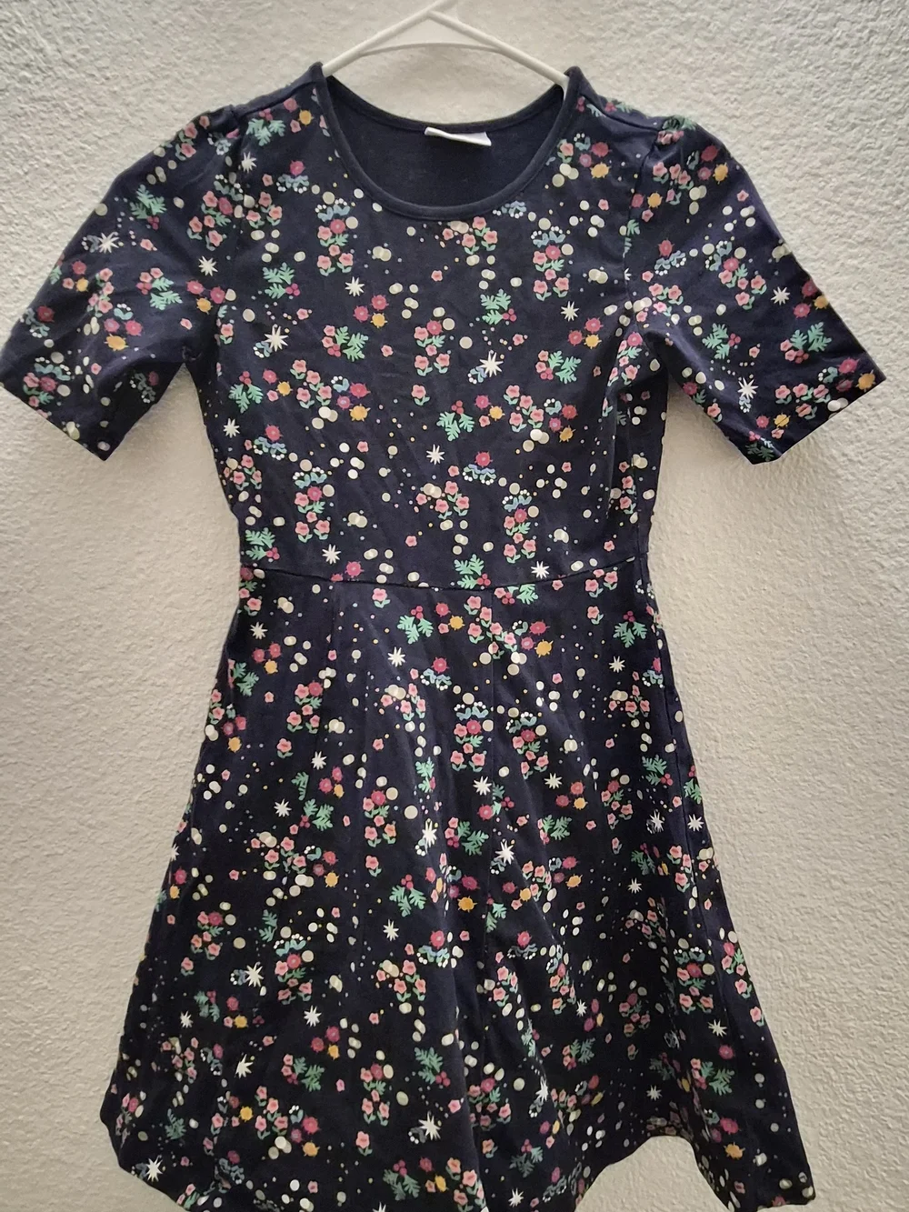 Hanna Andersson Navy Floral Short-Sleeve Fit-and-Flare Dress